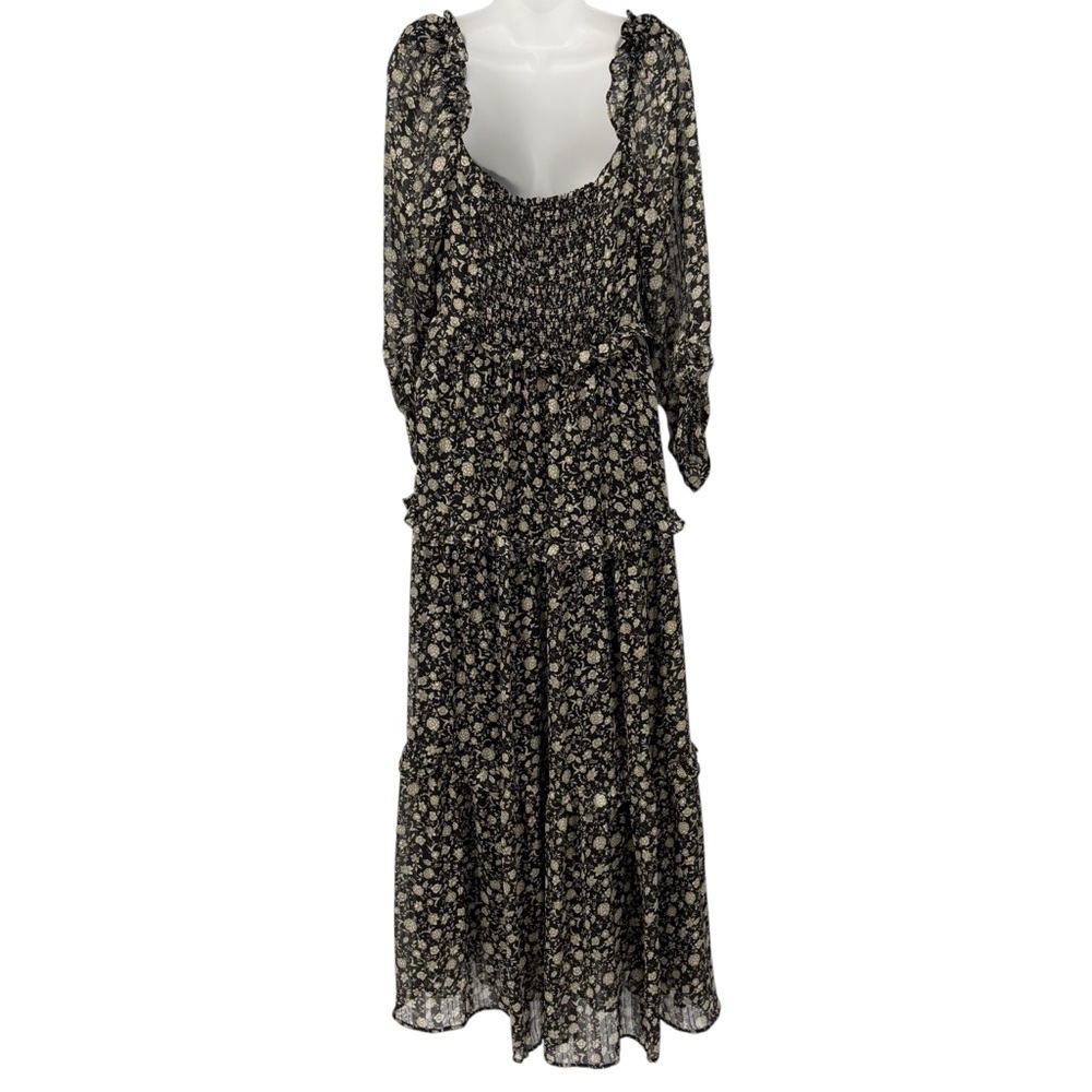 ASTR the Label Lovestruck Floral Maxi Dress Black Tan Slit Ruffle Boho Medium - Picture 11 of 15